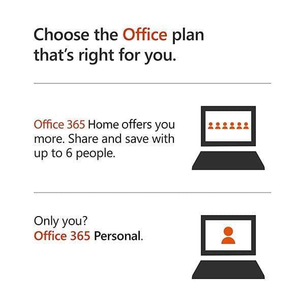 Microsoft Office 365 Personal Edition - 1 License for PC or MAC + 1 License for Tablet or Smartphone