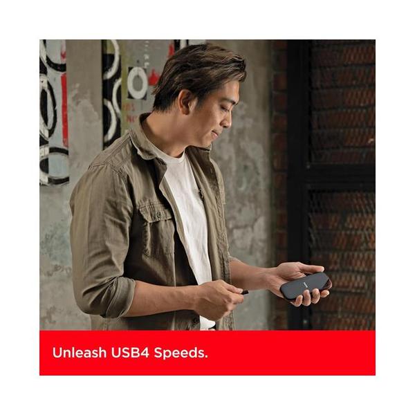 SanDisk 2TB Extreme PRO Portable SSD with USB4, Up to 3800 MB/s Read and 3700MB/s Write, USB-C, USB 3.2, Backwards Compatible, IP65 Water and Dust Resistance - SDSSDE82-2T00-G25